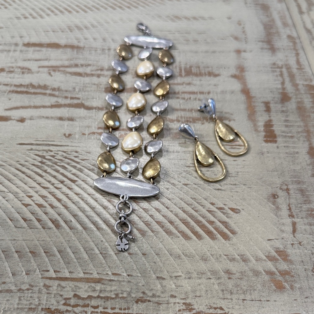 Lucky Brand Two-Tone Gold and Silver Beaded Bracelet